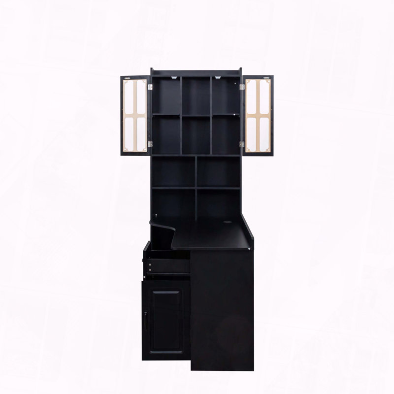 Bureau d'ordinateur en L pour bureau à domicile, Noir, 76.77" H x 42.71" W x 28.26" D