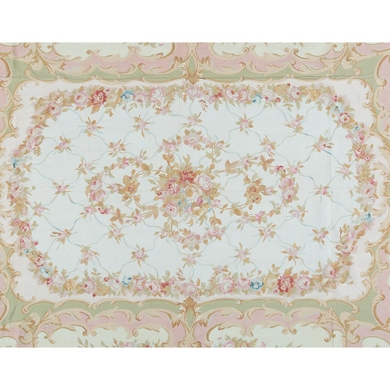 Hand-Knotted High-Quality Beige and Wine Area Rug