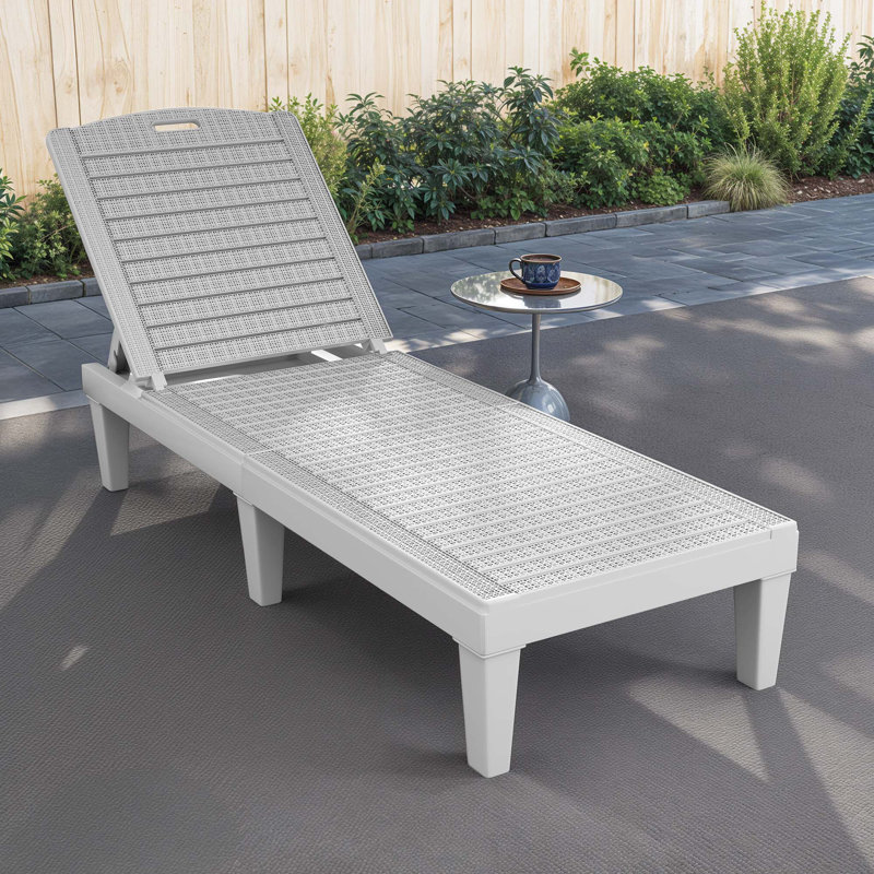 Chaise longue d'extérieur en résine (simple), Ivoire ivoire