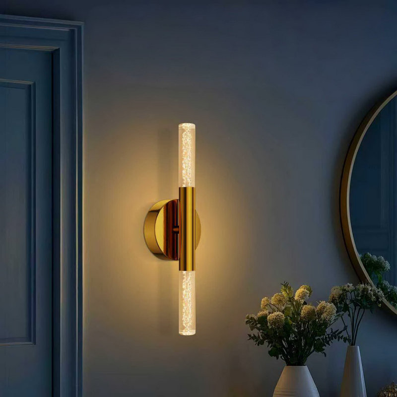 2-Light Dimmable Bathroom LED vanity light, Gold, 16" Width, 1