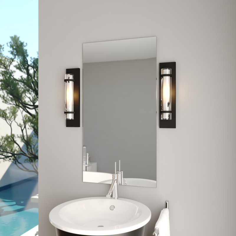 Amada Single 1-Light Flush Mount Vanity Wall Sconce, Matte Black