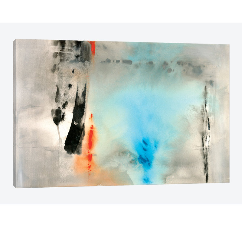 "Dusky Turquoise", reproduction d'art sur toile tendue, H 16 po x l 24 po x P 1 po, Papier beaux-arts encadré noir, Blanc