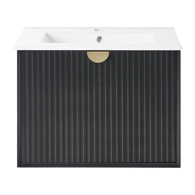 Cerstin 60.00mm Single Bathroom Vanity with Basin, Black