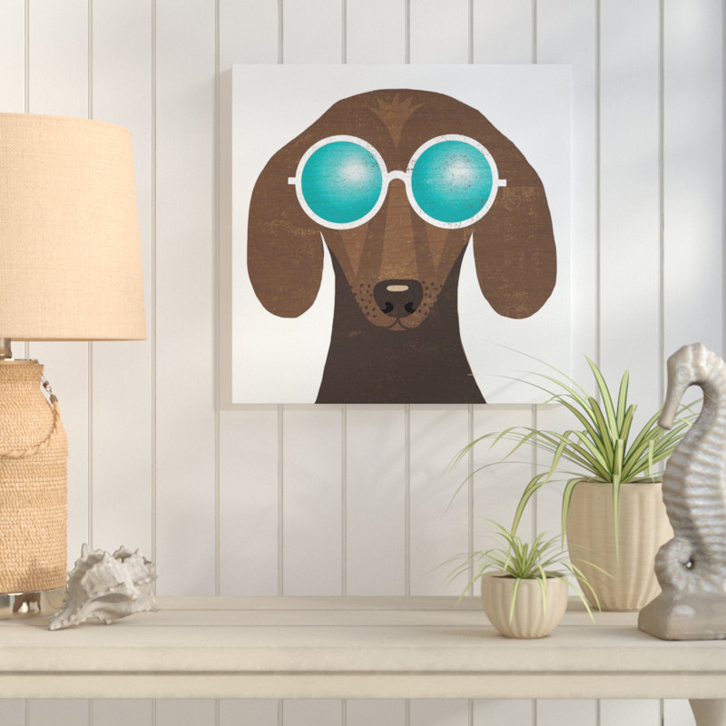 «Beach Bums Dachshund I», impression, H 36 po x l 36 po x P 1,5 po, Toile tendue
