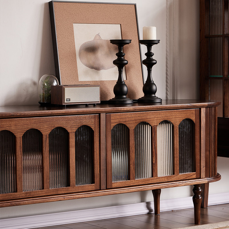 French style retro TV cabinet, 23.42”H x 86.61”W x 15.74”D
