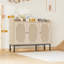 Armoire à chaussures avec 3 portes en rotin, armoire de rangement à chaussures à 7 niveaux avec tablettes réglables-676029454