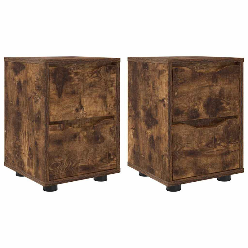 30.5cm W Manufactured Wood Bedside Table, Smoked Oak
