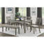 Table de salle à manger grise en métal brossé 1 pièce avec 2 tiroirs cachés-1136575221