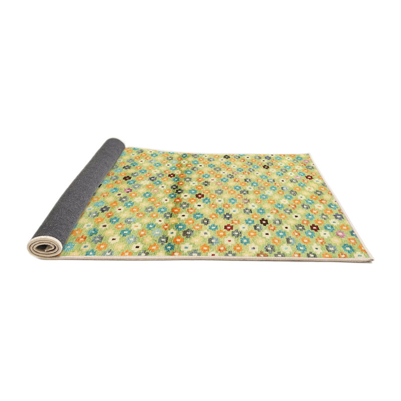 Tapis crème/bleu/brun contemporain, Rond 6 pi