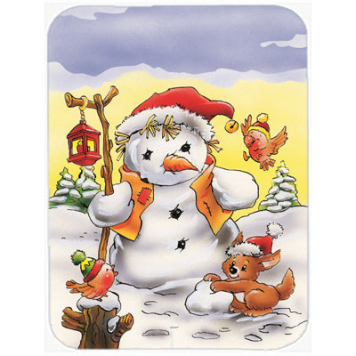Caroline's Treasures Scarecrow Snowman Glass Cutting Board