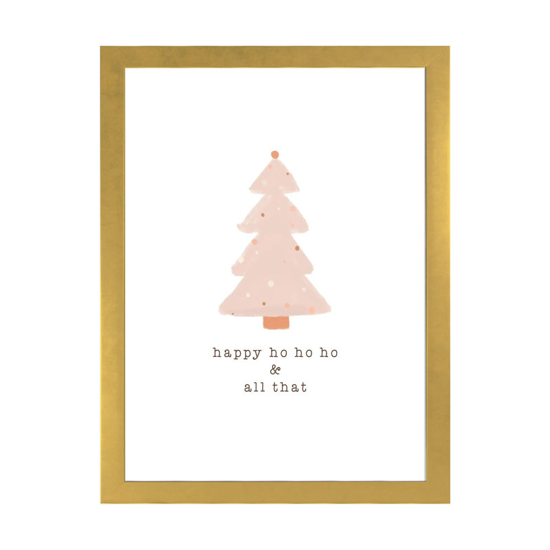 « Happy Ho Ho Ho » par Orara studio, reproduction d’art, H 32 po x l 24 po x P 1 po, Papier encadré doré, Blanc