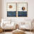 Sun And Moon " Abstract Sun Over Blue Watercolor Ocean Waves Modern Minimalist Landscape " 2 - Pieces-71660012-71660017