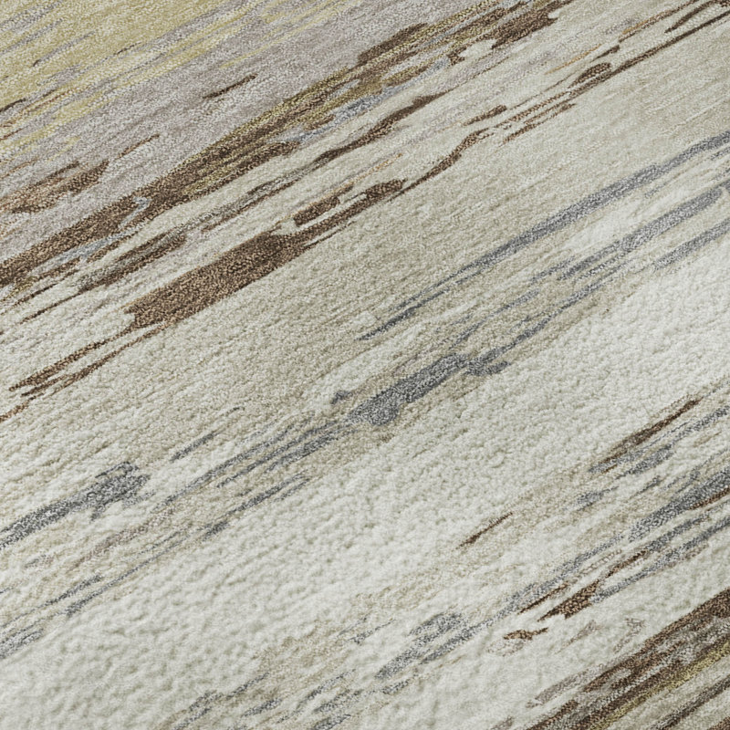 Premium Machine Washable Mayfield AMF2287 Striped Rug, Beige, 2'6" x 3'10"