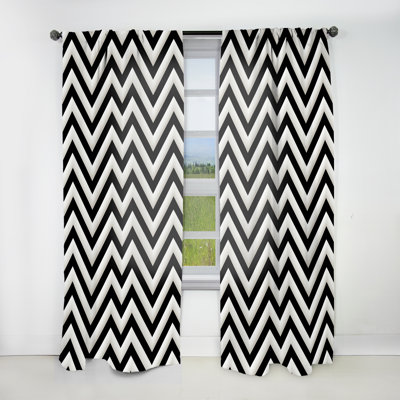 Motif à chevrons noir et blanc Harmony - Rideau à chevrons - Velours obscurcissant - 1 panneau