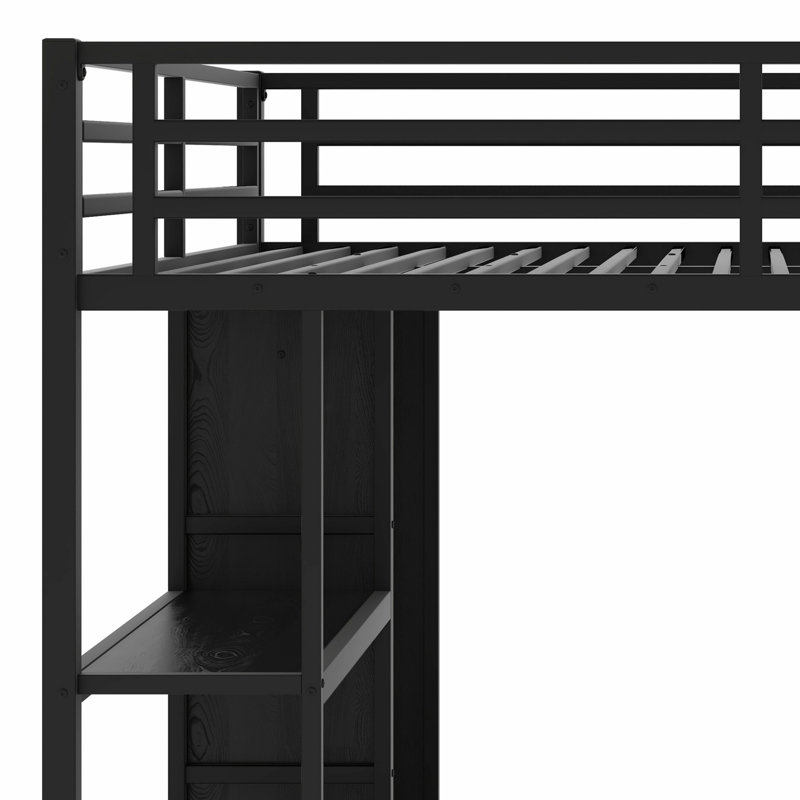 Lit superposé en métal avec garde-robe et bureau pliable