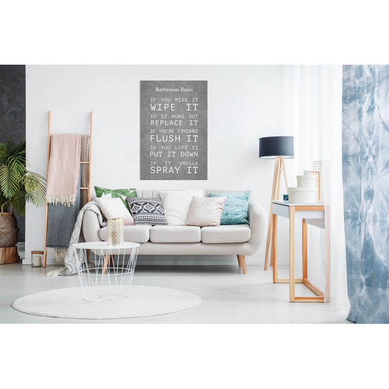 Bathroom Rules - Wrapped Canvas Print, 91cm H x 61cm W