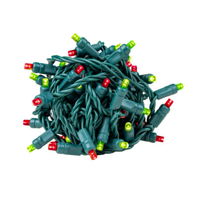 17 Feet 50 LED Christmas Mini Light String on Green Wire, 5mm Wide Angle Bulbs, Connectable, Indoor/Outdoor Decor, UL Listed