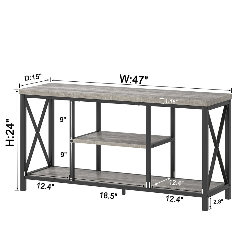 Hulste 47" Modern TV Stand, Light Gray, Light Gray, 24.2" H x 47" L x 15" W