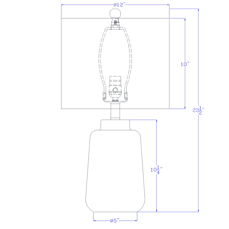 Lampe de table en céramique 150W 3 voies Modica avec abat-jour en tissu rigide