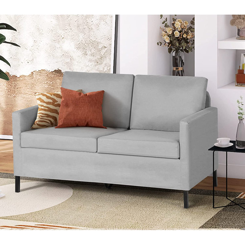 Jimeny 50.78'' Upholstered Sofa, Light Gray