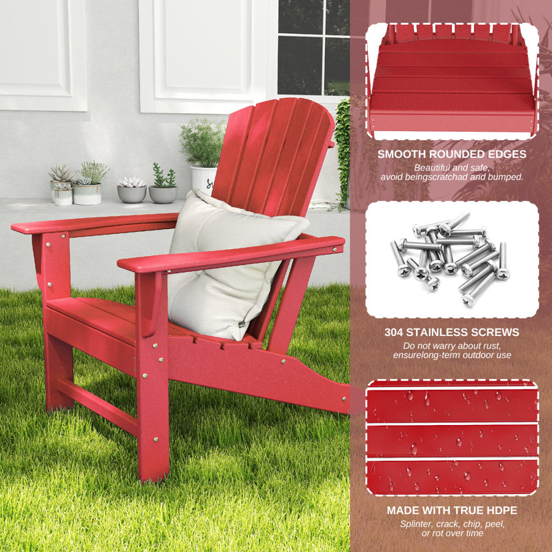 Hdpe Outdoor Adirondack Chair (set Of 4 ), Red