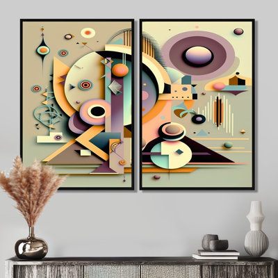 Pastel Art déco II - grand art mural géométrique 2 pièces