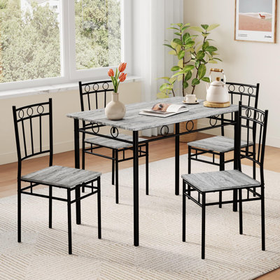 Rectangular Kitchen Dining Table Set With 4 Chairs