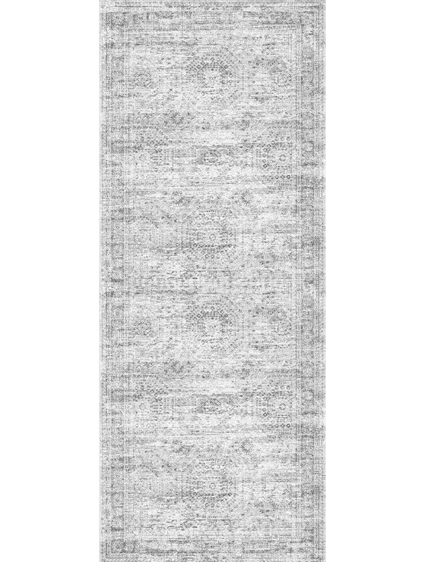 Vintage Distressed Non Slip Washable Rug(Grey), Runner 2' x 5'