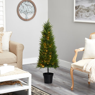 3.5ft. Cypress Artificial Tree with 350 LED Lights UV Resistant (Indoor/Outdoor)