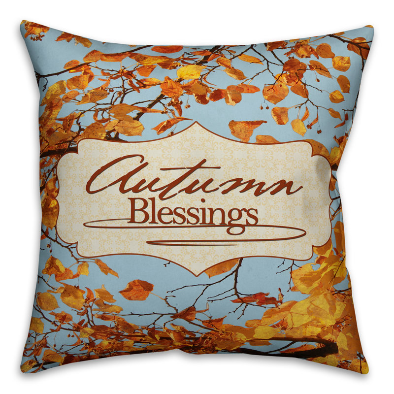 Autumn Blessings Outdoor Reversible Throw Pillow, Outdoor