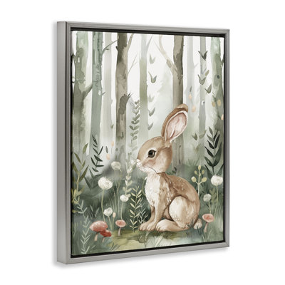  Soft Woodland Bunny Floater Canvas Wall Art by LSR Design Studio