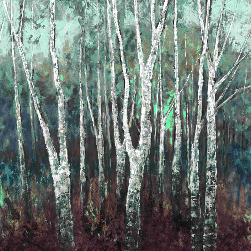 Cool Birches - peinture sur toile tendue, H 36 po x l 36 po