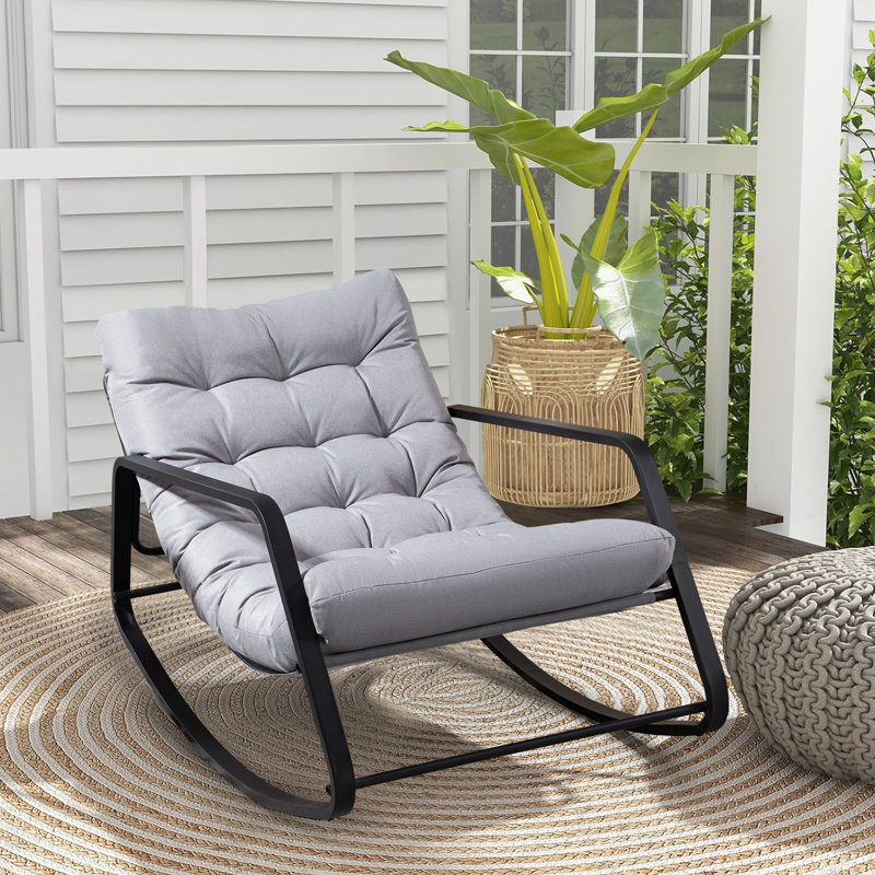 Chaise berçante d'extérieur à structure métallique, Gris