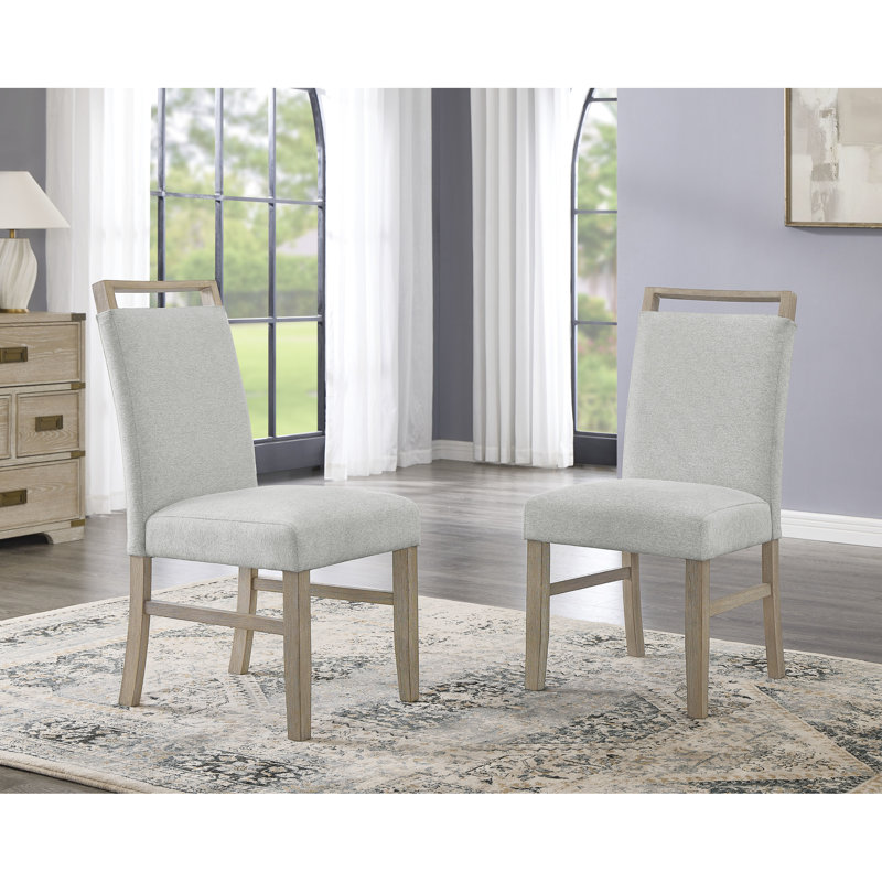 Chaises de salle à manger rembourrées en chêne à finition grise - de 2, siège de 18,5 po de largeur, poids de 39 lb, facile à organiser