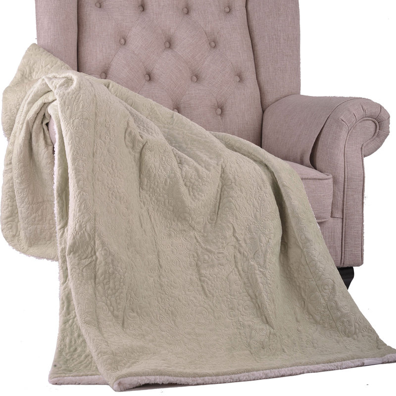 Lorreay Embroidered Throw Blanket, Light Green