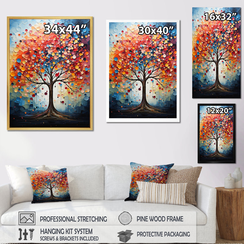 «Colorful Maple Tree Melody I», reproductions encadrées, H 32 po x l 16 po x P 1 po, Toile tendue