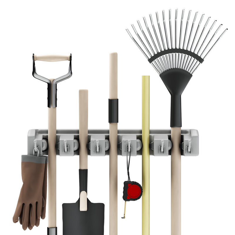 Organisateur mural Stalwart avec 5 fentes et 6 crochets - Support pour outils et balais pour la cuisine et le garage