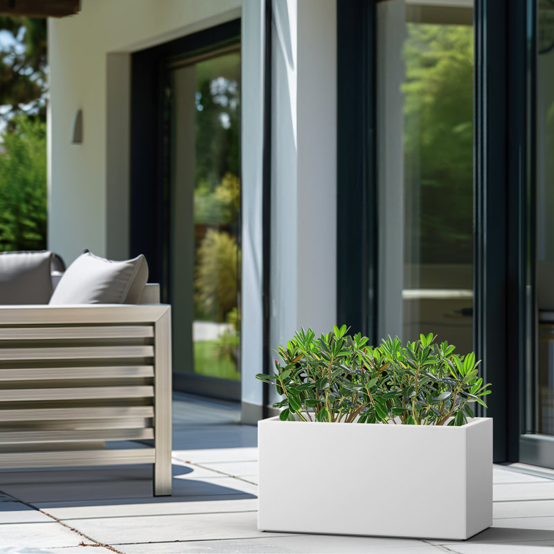 Lapria Handmade Planter Box, 12.5" H x 23.5" W x 12" D, Stone Finish