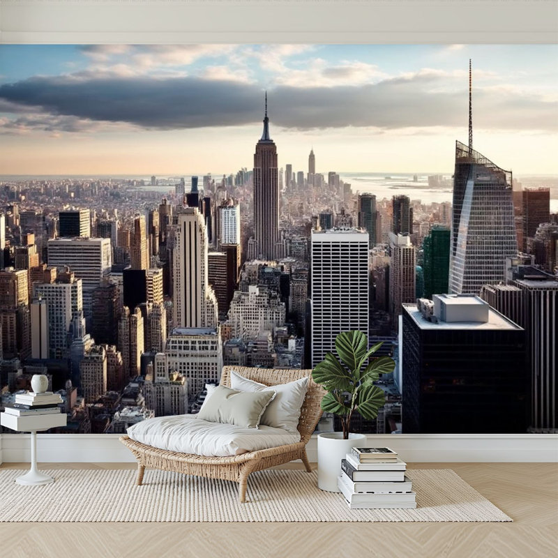 Murale auto-adhésive moderne pour la chambre à coucher l 96 "x H 69" Peel and Stick, L 96 po x l 69 po