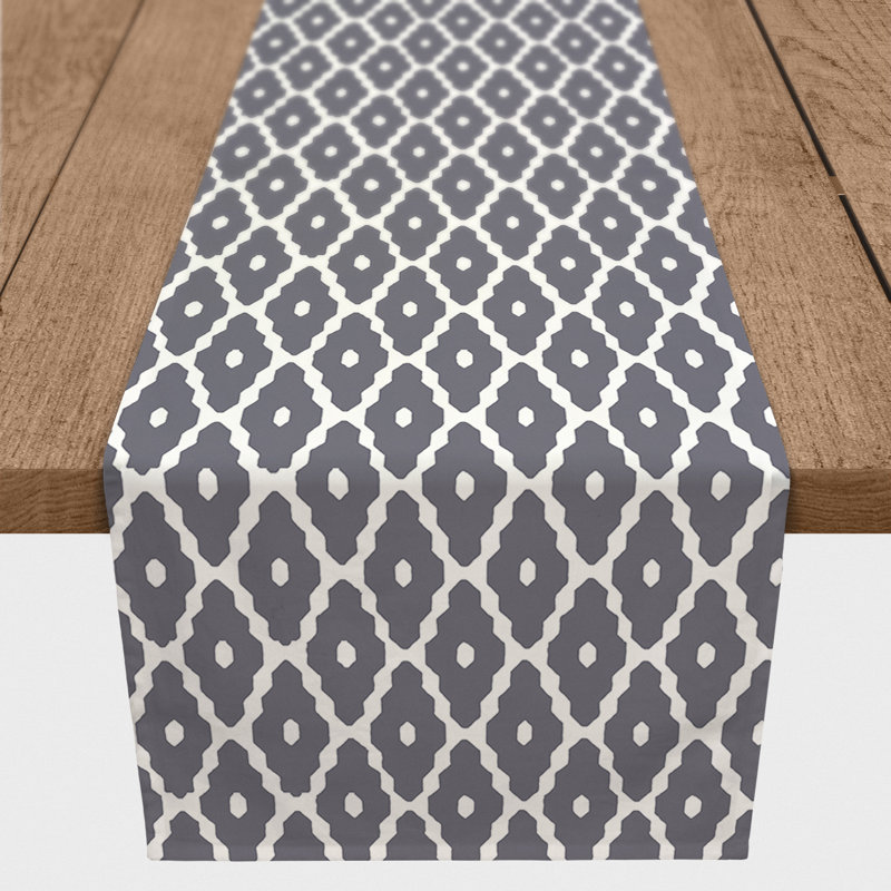 Fontana Geometric Table Runner, 72" x 16", Dark Gray