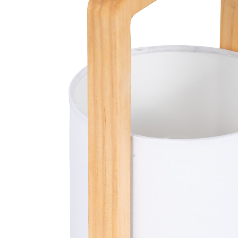 Lampes de table cylindriques en bois, éclairage rustique en bois naturel, Blanc