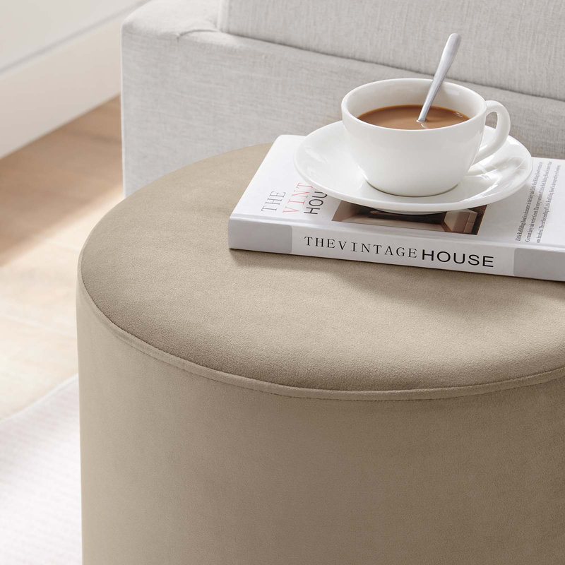 Modway Tilden Upholstered Ottoman, Taupe Velvet