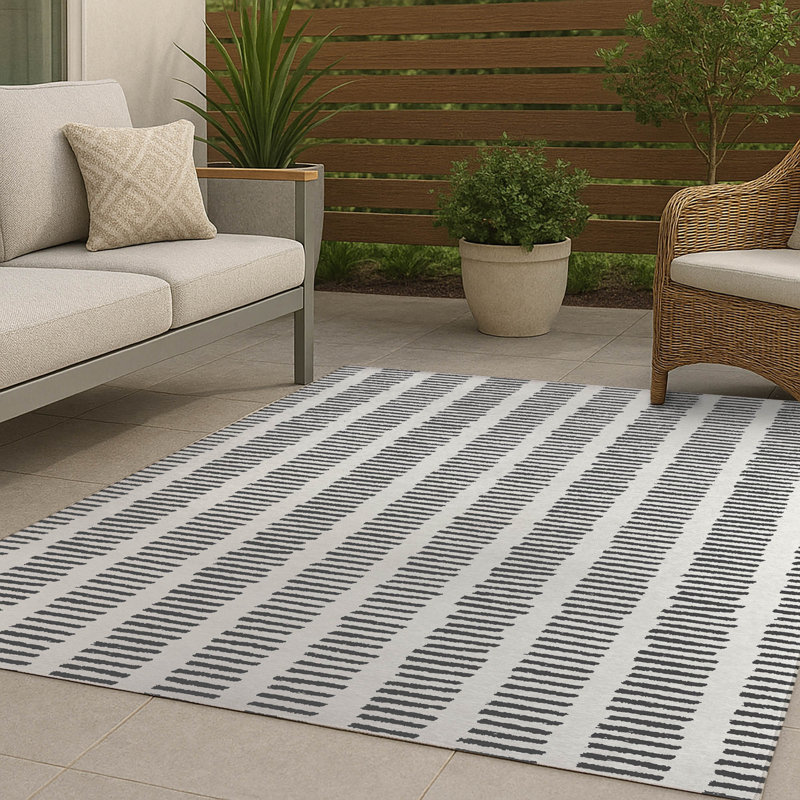 Fencing Rows Non-Slip Outdoor Rug, Rectangle 2' x 3'