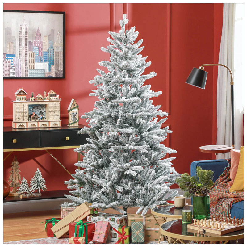 Arbre de Noël artificiel enneigé avec 994 pointes, support en métal pliable, assemblage facile, arbre de Noël articulé pour la maison, le bureau, les Fêtes