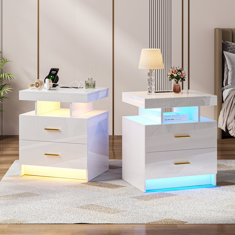 Ensemble de 2 tables de chevet, Pink
