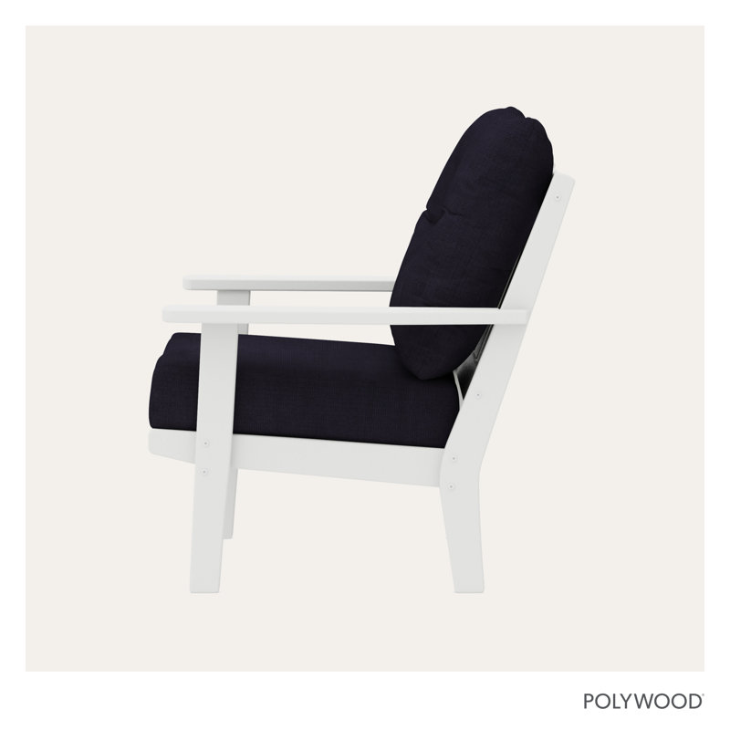 Chaise Oxford, Blanc, Lin bleu marine