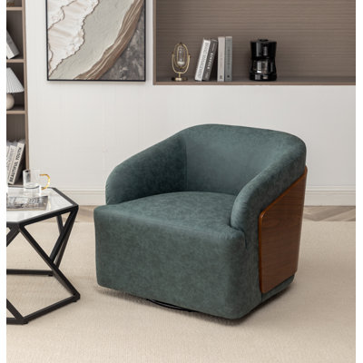 Fauteuil demi-tonneau pivotant en similicuir Broderic