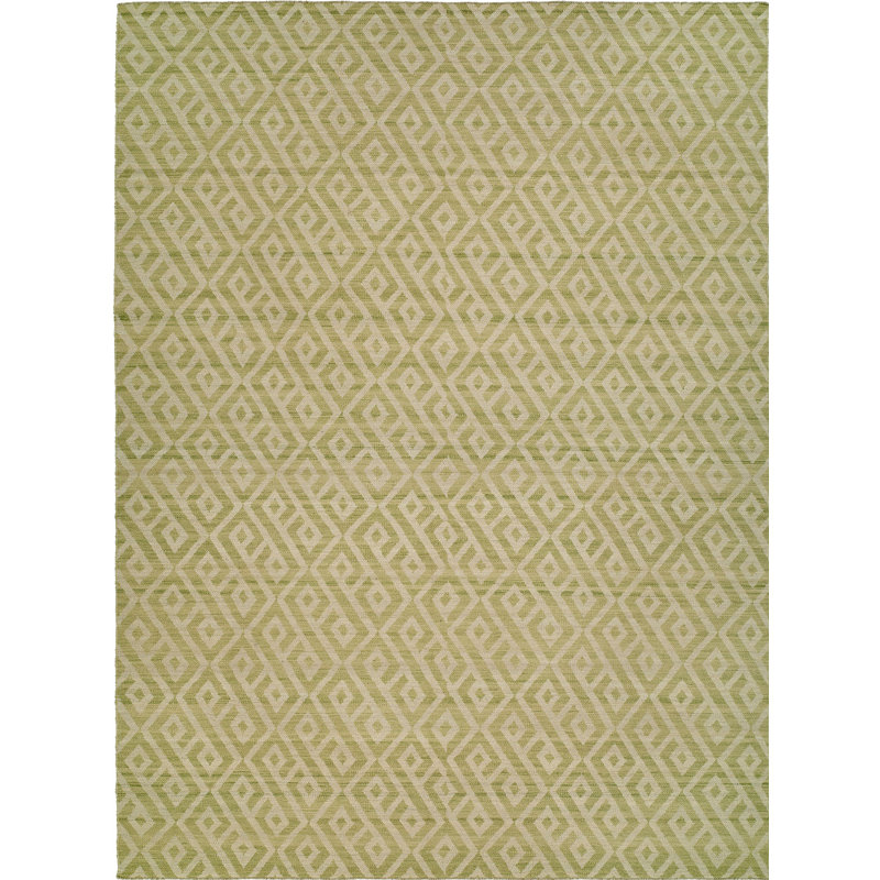 Wool Geometric Area Rug in Beige, Rectangle 5' x 8'