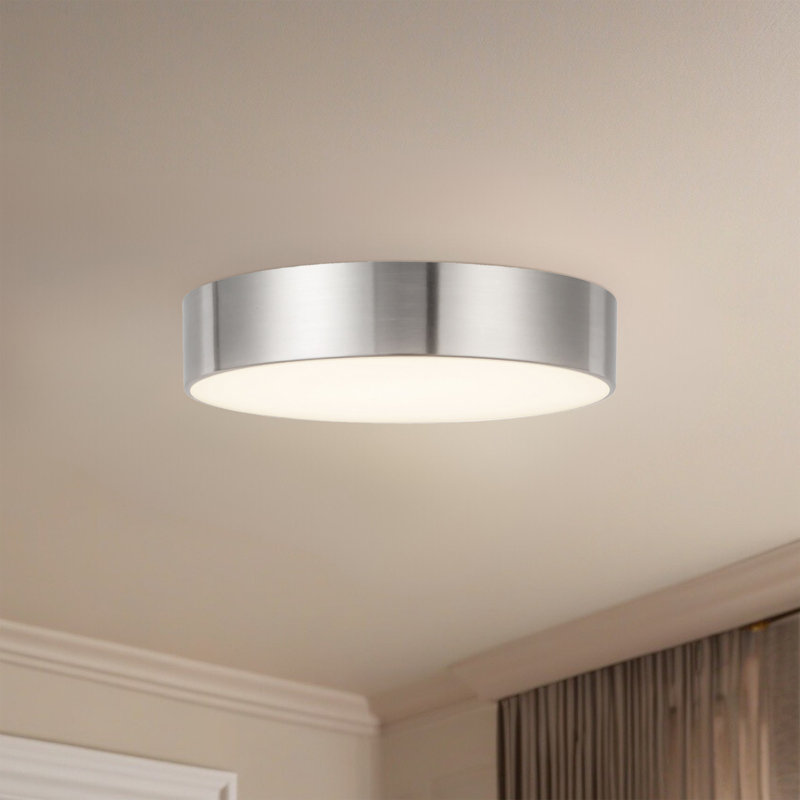 Musa 6-in Black dimmable LED Flush Mount, Nickel