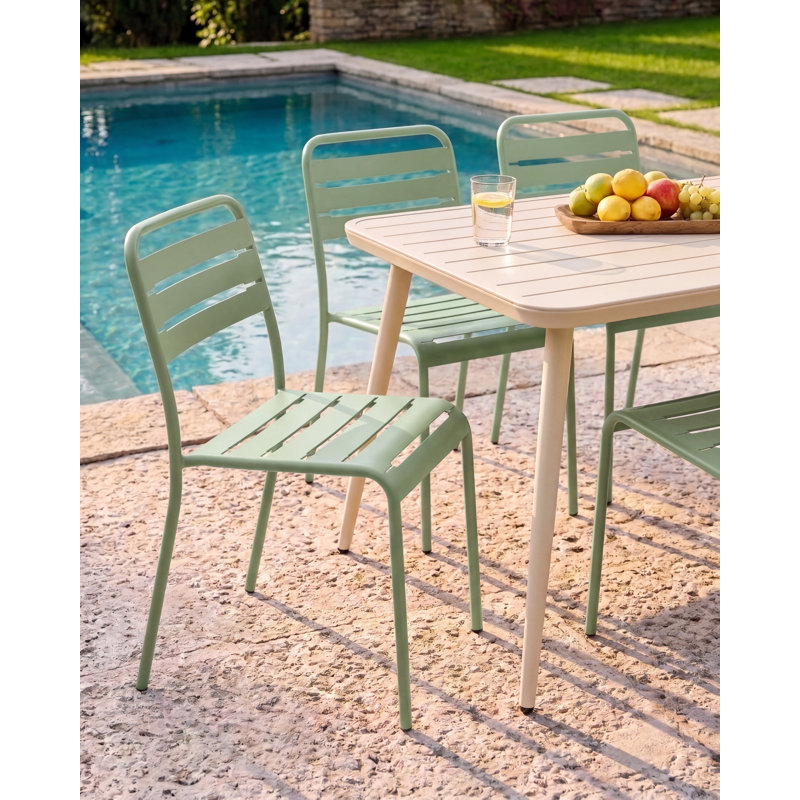 Stackable Outdoor Patio Dining Side Chair, Green